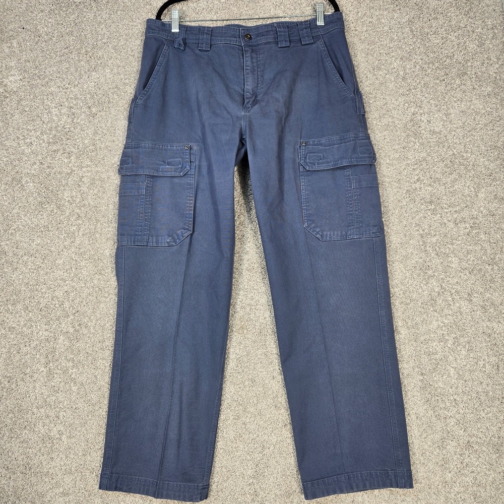 Duluth Flex Fire Hose cargo Pants Mens 36x32 (Fit 34x31) Blue Relaxed Fit canvas